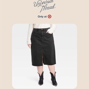 Universal Thread High-Rise Black Denim Midi Skirt Size 17